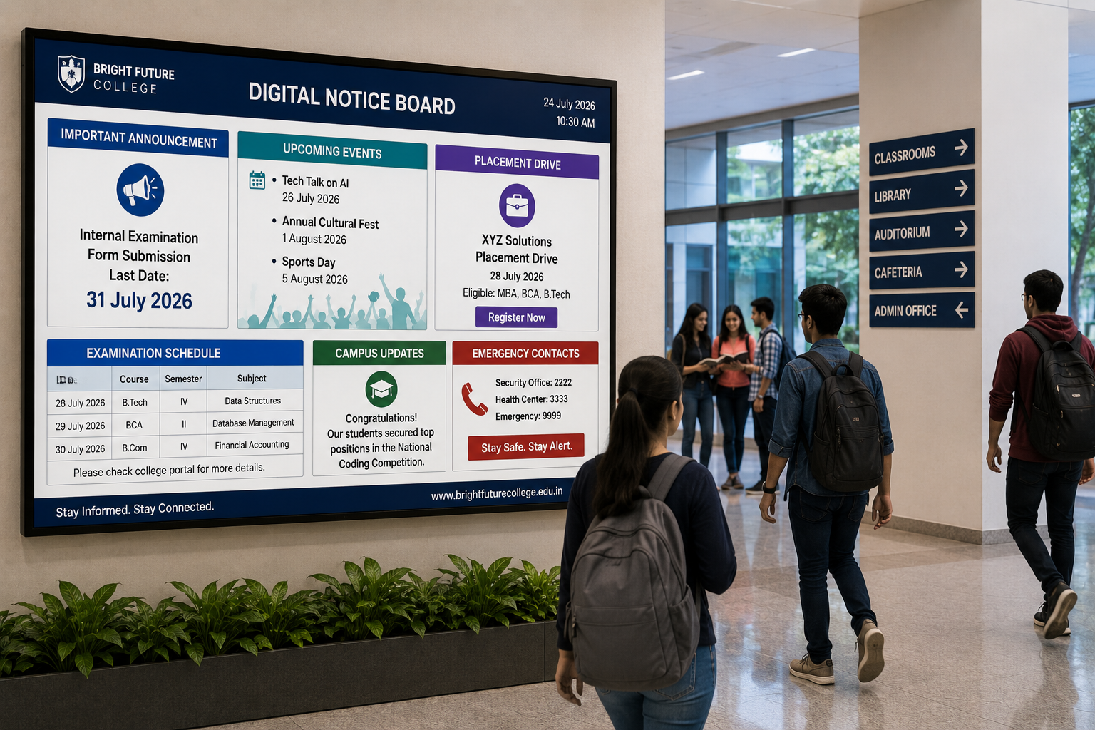 ScreenBuzz Digital Notice Board Display in Educational Institution